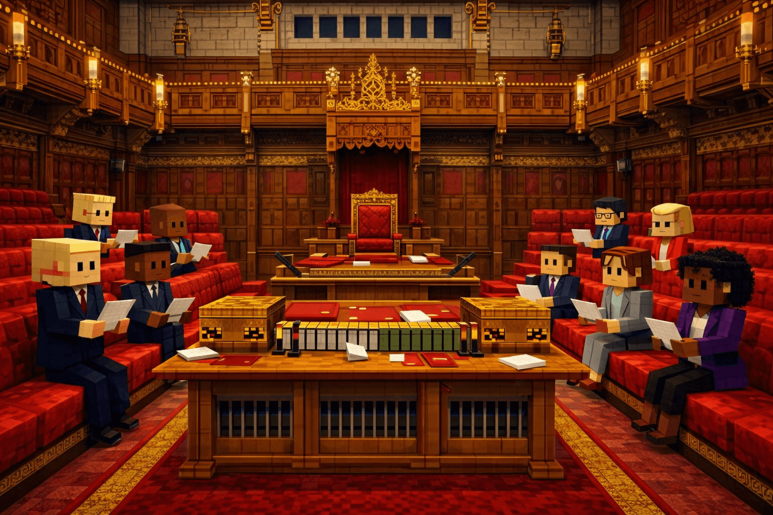 Minecraft-style House of Lords banner